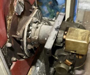 Closeup of degradation and corrosion on an old boiler prior to boiler replacement by Turkey Heating & Cooling in Shrewsbury MA.